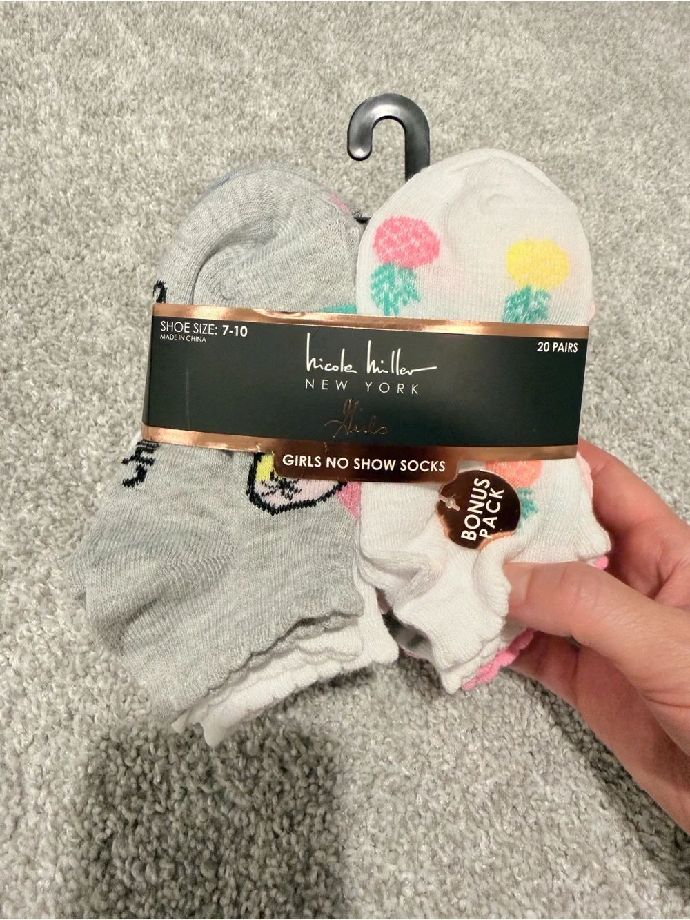 Nicole Miller New York Girls No Show Socks 20 pair